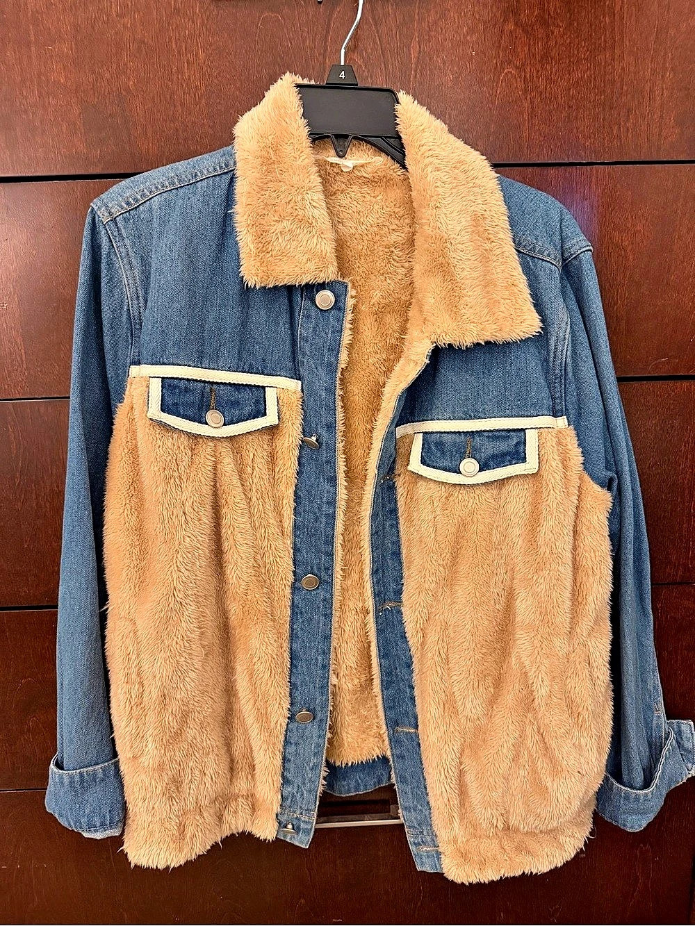 Sherpa-Lined Denim Jacket Size Small